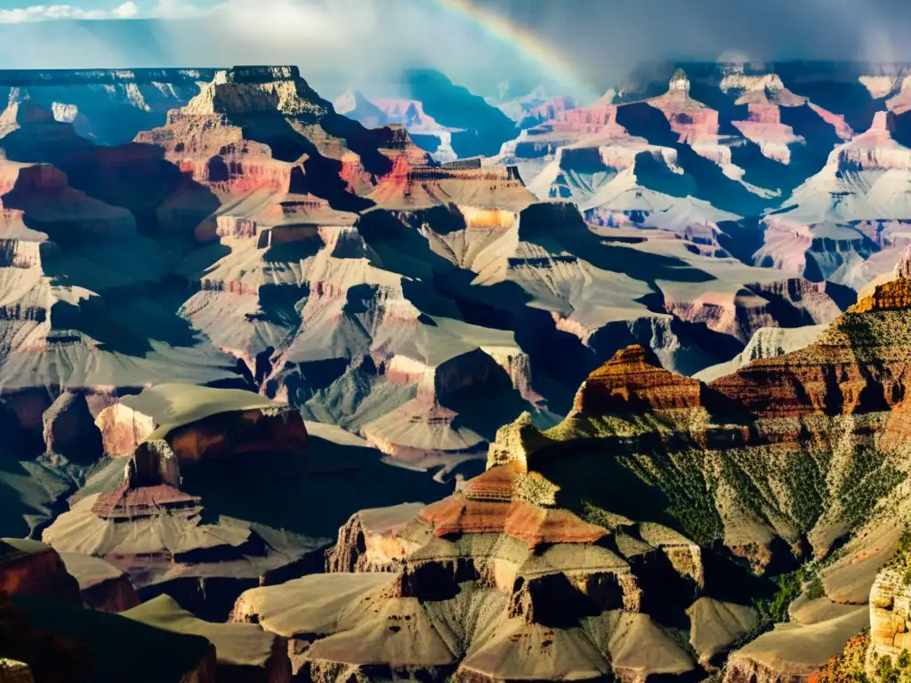 Imagen vintage del Gran Cañón, con texturas geológicas paisaje mundial en formaciones rocosas detalladas y tonos cálidos evocando belleza atemporal