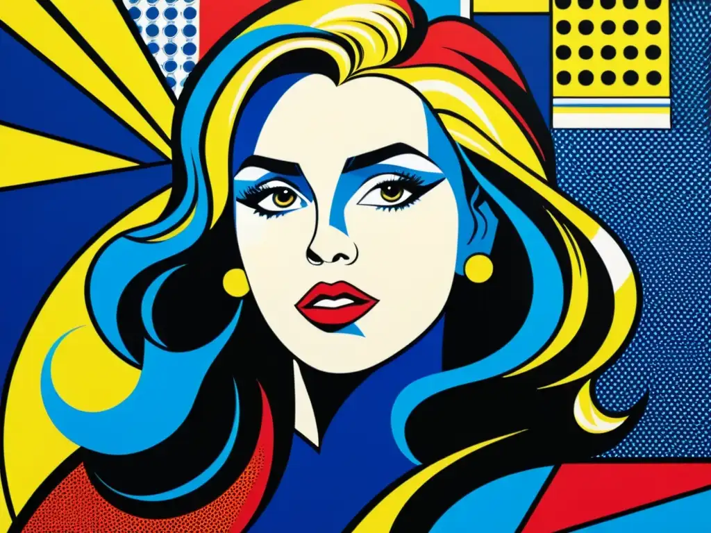 Una impactante pintura pop art con patrones vibrantes y colores contrastantes, capturando la esencia del mercado del arte pop