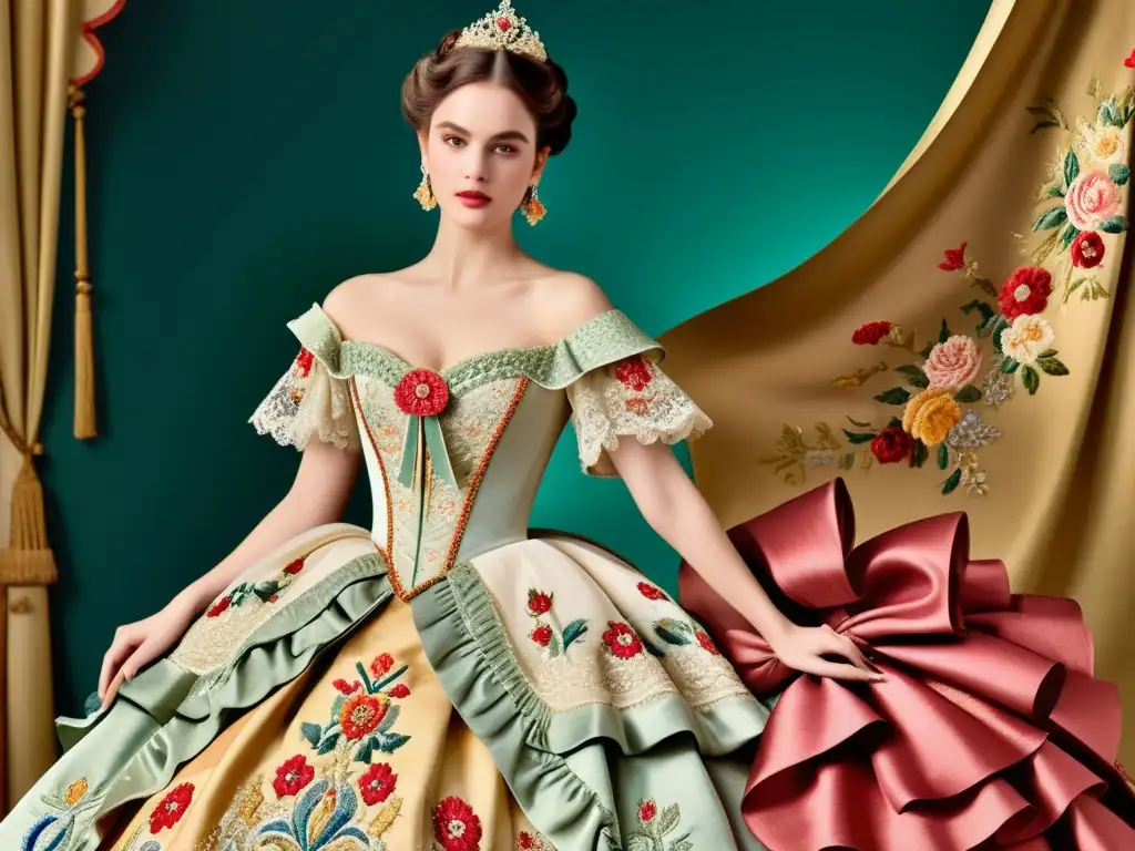 Una impresionante ilustración vintage de moda europea del siglo XVIII y XIX, destacando patrones y detalles