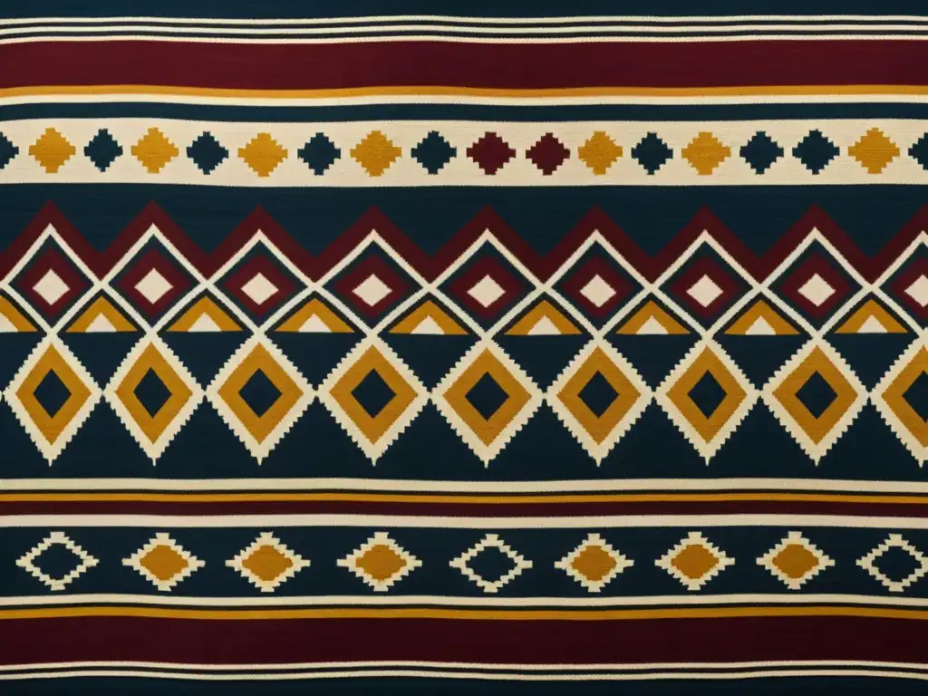 Un impresionante patrón textil vintage con motivos indígenas tradicionales en tonos tierra