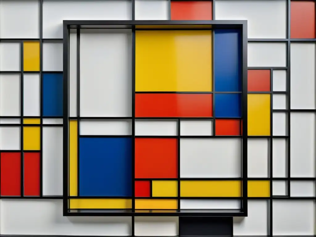 Una impresionante fotografía vintage de una auténtica pintura de Mondrian en una prestigiosa galería de arte