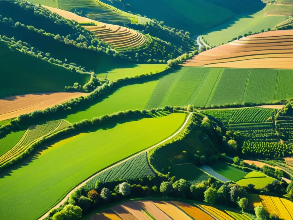 Increíble paisaje agrícola en terrazas con influencia de patrones en agricultura