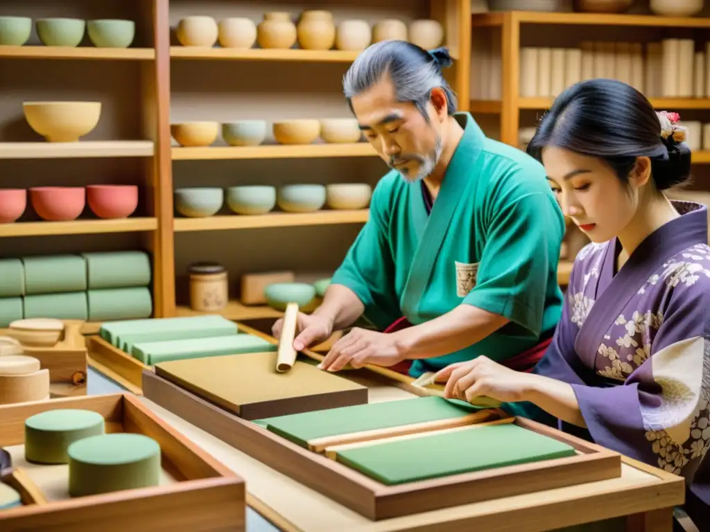 Influencia de patrones orientales en una impresión 3D de un taller de grabado de bloques de madera japonés