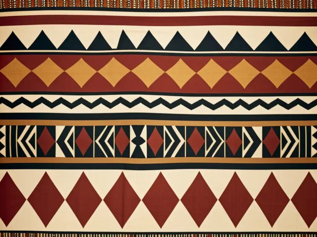 Inspiración africana en un vibrante patrón textil con formas geométricas y motivos tribales en tonos tierra