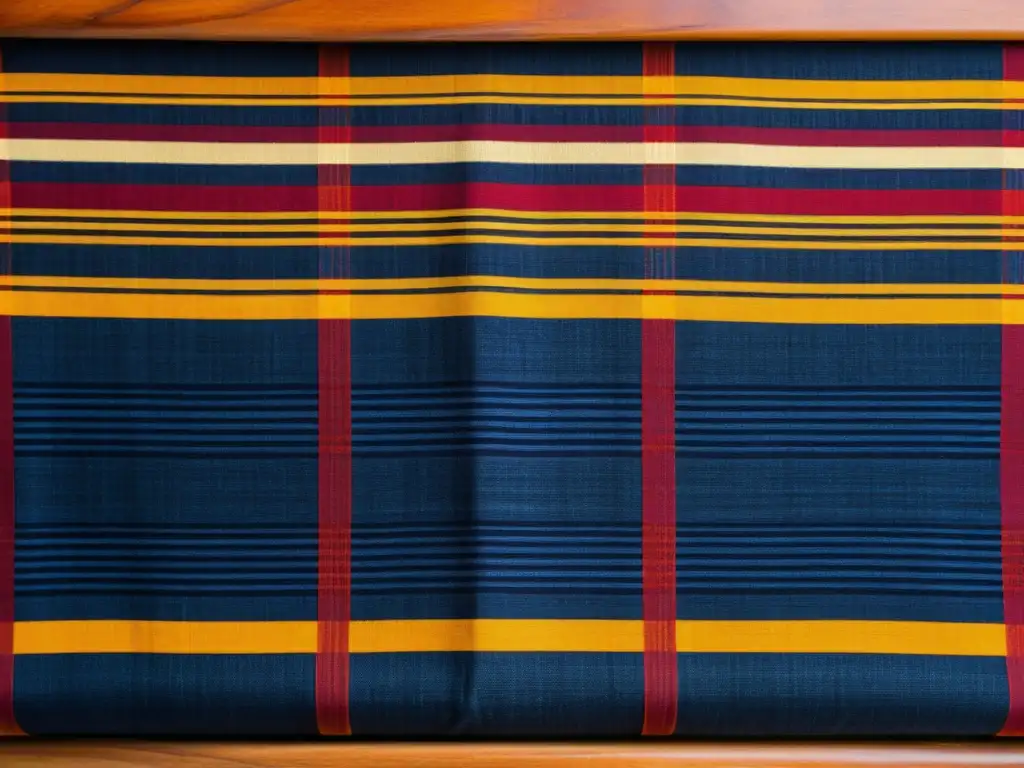 Un intrincado patrón textil tradicional en un telar vintage