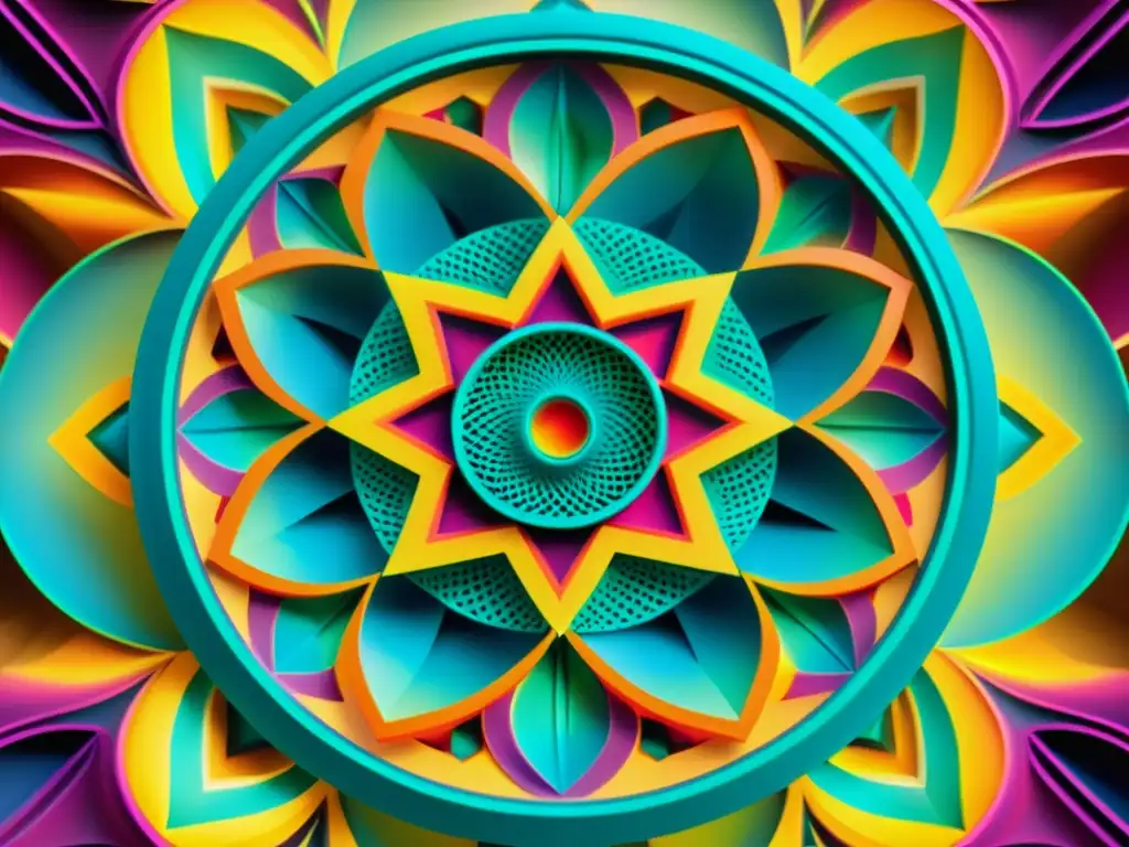 Un kaleidoscopio 3D impreso con patrones psicodélicos en un mundo visualmente cautivador