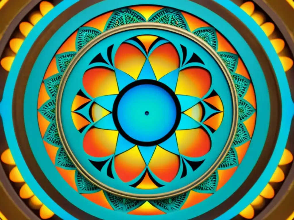 Un kaleidoscopio vintage con patrones visuales para redes sociales, reflejando colores vibrantes y patrones geométricos