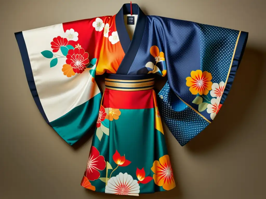 Exquisita artesanía: Kimono japonés vintage en alta resolución Un kimono japonés tradicional, con patrones intrincados y coloridos que resaltan su belleza atemporal y significado cultural