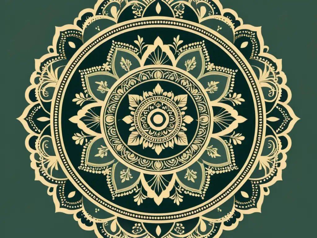 Un mandala vintage detallado en tonos terrosos, emanando tranquilidad y elegancia artística