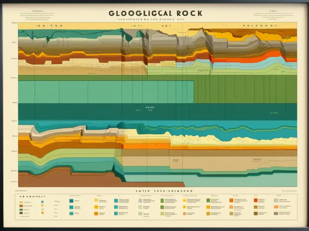 Mapa geológico vintage con patrones estratigráficos, evocando significado histórico y cultural