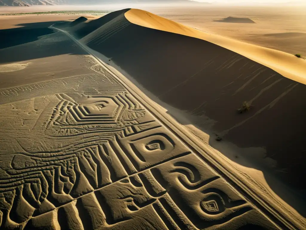 Misteriosos Geoglifos de las Líneas de Nazca en Perú Misteriosos diseños formaciones geográficas de las enigmáticas Líneas de Nazca en Perú, capturando su vastedad y complejidad