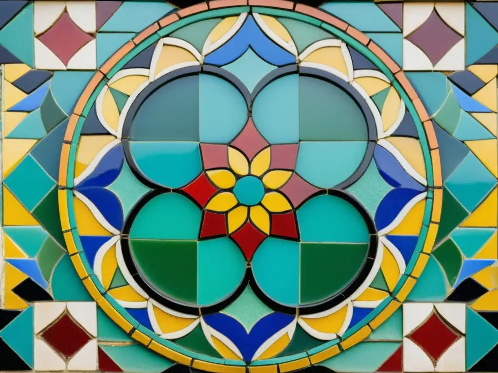 Un mosaico árabe vintage de patrones culturales en vibrantes colores, reflejando la rica herencia artística del mundo árabe