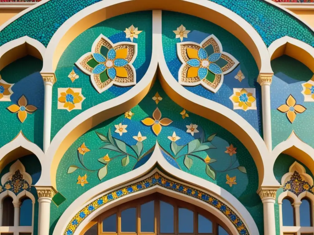 Mosaicos árabes adornan arquitectura contemporánea con colores vibrantes y patrones tradicionales, fusionando la herencia con el diseño moderno