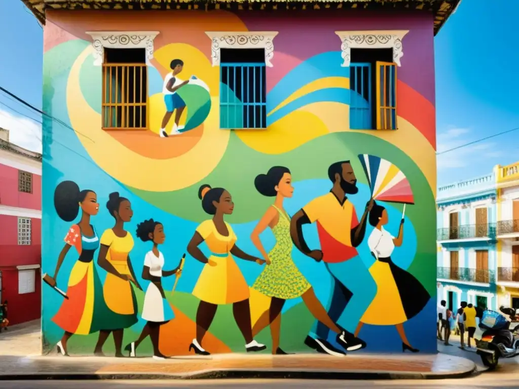 Un mural colorido y vibrante en una fachada en Rio de Janeiro