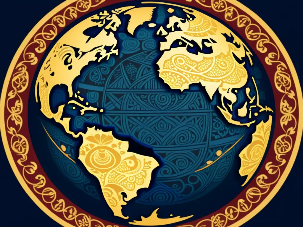 Arte global: patrones interconectados Obra digital de alta resolución con patrones artísticos globales entrelazados, reflejando la diversidad y belleza de tradiciones artísticas del mundo