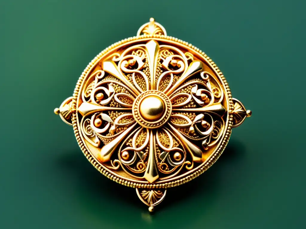 Una obra maestra de orfebrería medieval: broche de filigrana de oro con micropatrones exquisitos y detalles delicados