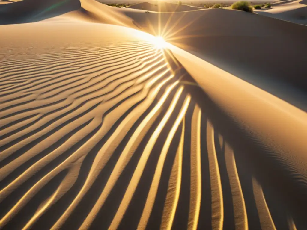 Un paisaje desértico con ondas de calor, creando la ilusión óptica de un oasis