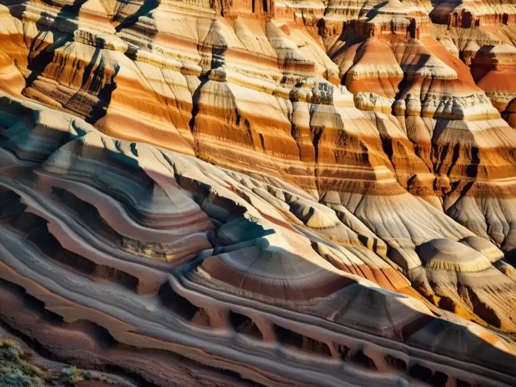 Un paisaje rocoso que muestra la modificación de patrones geológicos a lo largo de eras