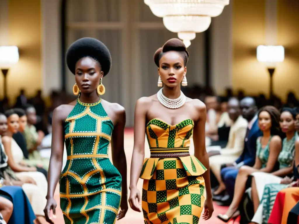Desfile de moda africana: fusión contemporánea Una pasarela de moda con influencia de tejidos africanos en la moda contemporánea