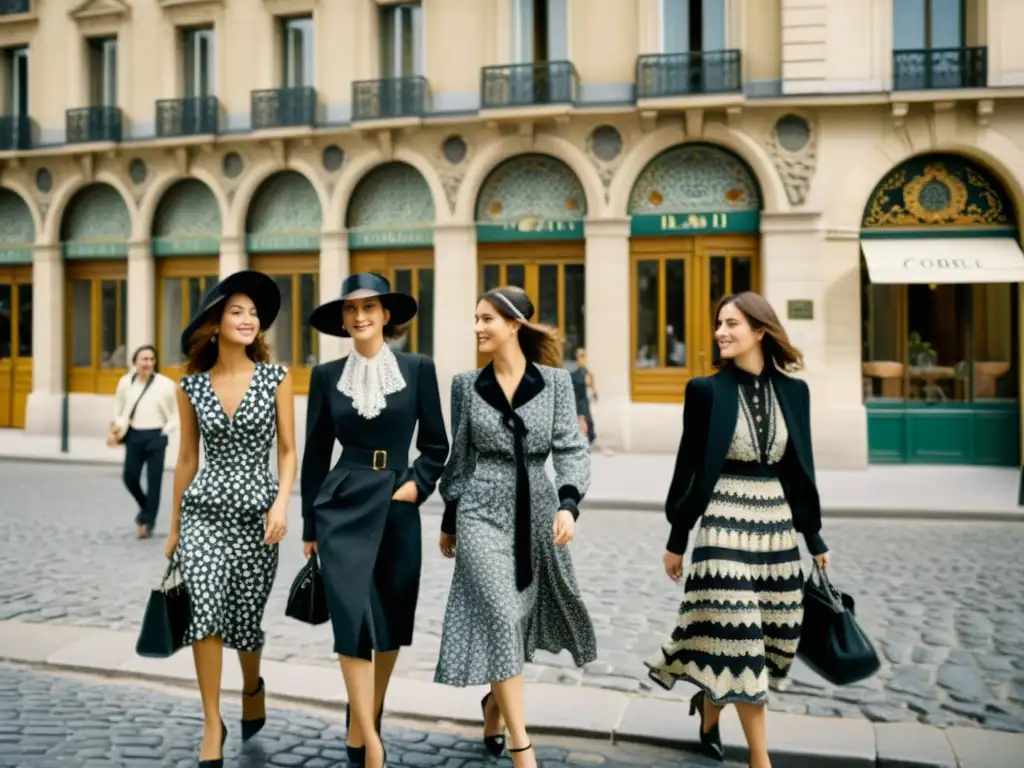 Un paseo por París en la era Art Nouveau con mujeres elegantes luciendo patrones artísticos culturas mundo