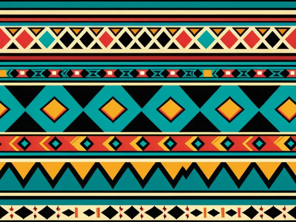 Patrón textil tradicional: diseño colorido y vibrante Un patrón textil tradicional de colores vibrantes y formas geométricas, evocando diseños étnicos en juguetes