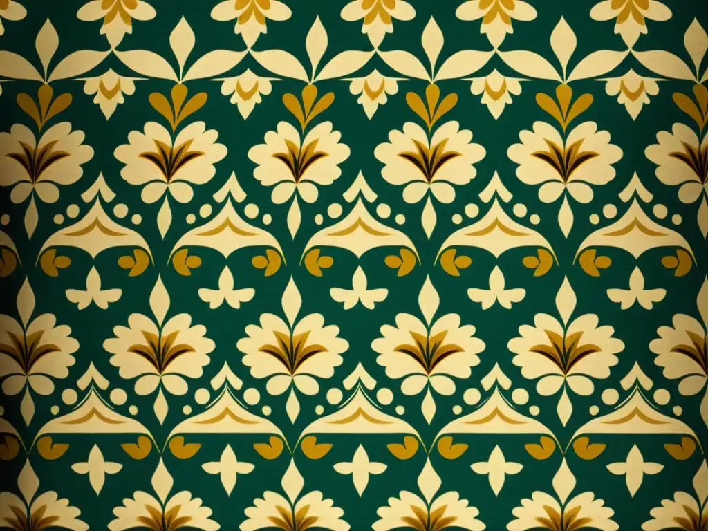 Un patrón textil vintage de diseño intrincado con ricos colores y detalles ornamentales