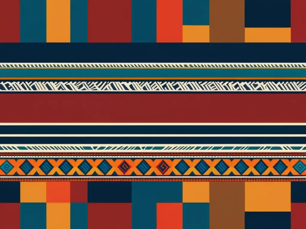 Patrones africanos en diseño gráfico: obra vibrante y detallada con colores tierra, índigo profundo y toques de rojo y naranja