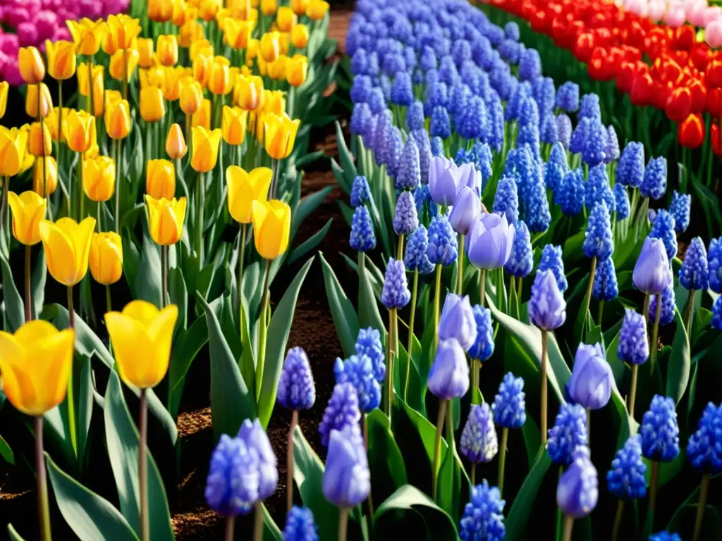 Patrones de alfombra de flores en Keukenhof Gardens: una explosión de colores y detalles florales, atrapando la belleza atemporal