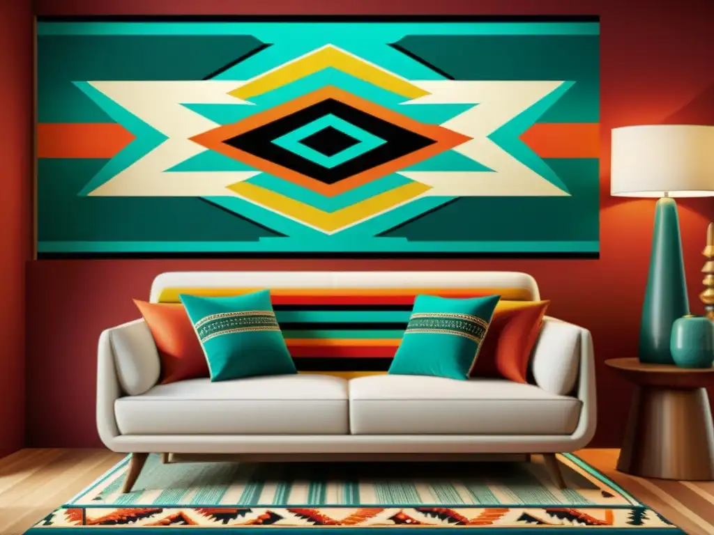 Revivir patrones ancestrales con realidad aumentada en una fusión de tradición y tecnología en una acogedora sala vintage