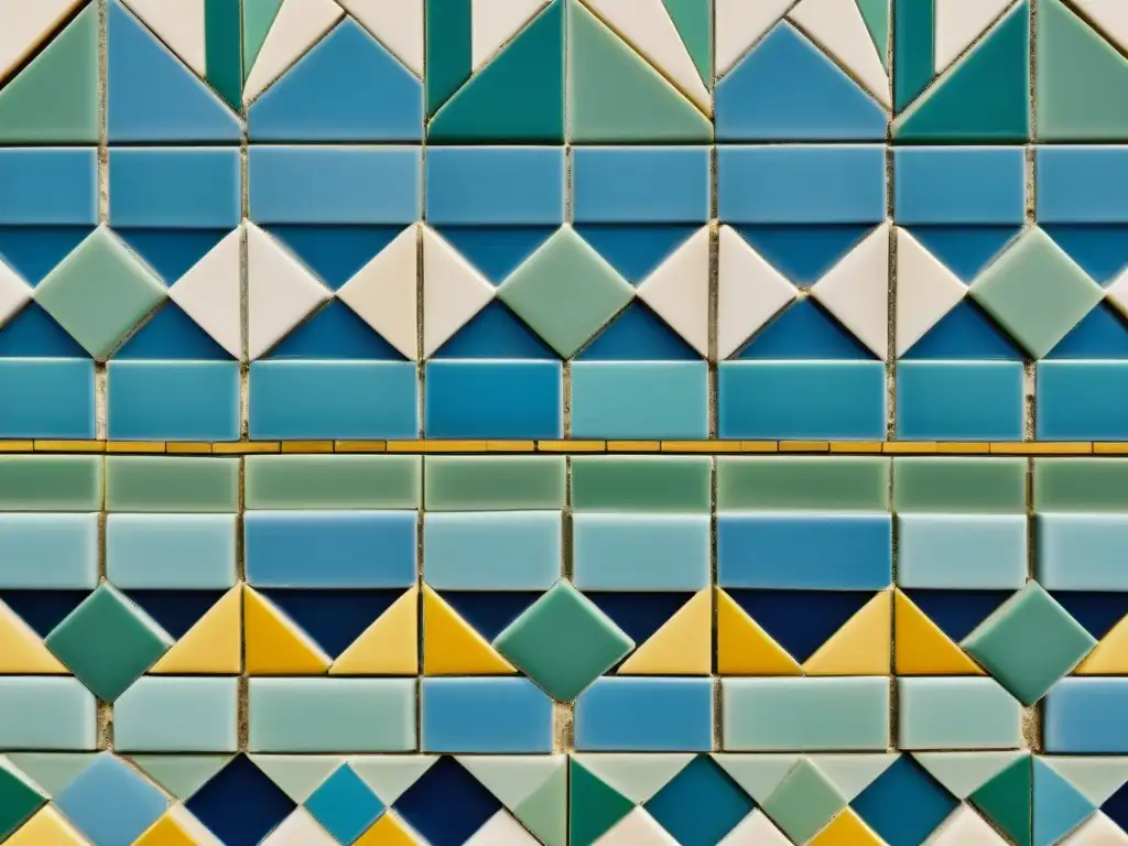 Patrones artísticos para anuncios digitales: Detalle de un hipnótico mosaico vintage de azulejos cerámicos coloridos