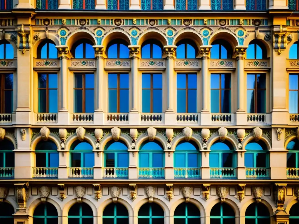 Fachada histórica iluminada en Lyon, Francia Patrones artísticos en la arquitectura: Fachada de edificio histórico en Lyon, Francia, iluminada por el Festival de las Luces
