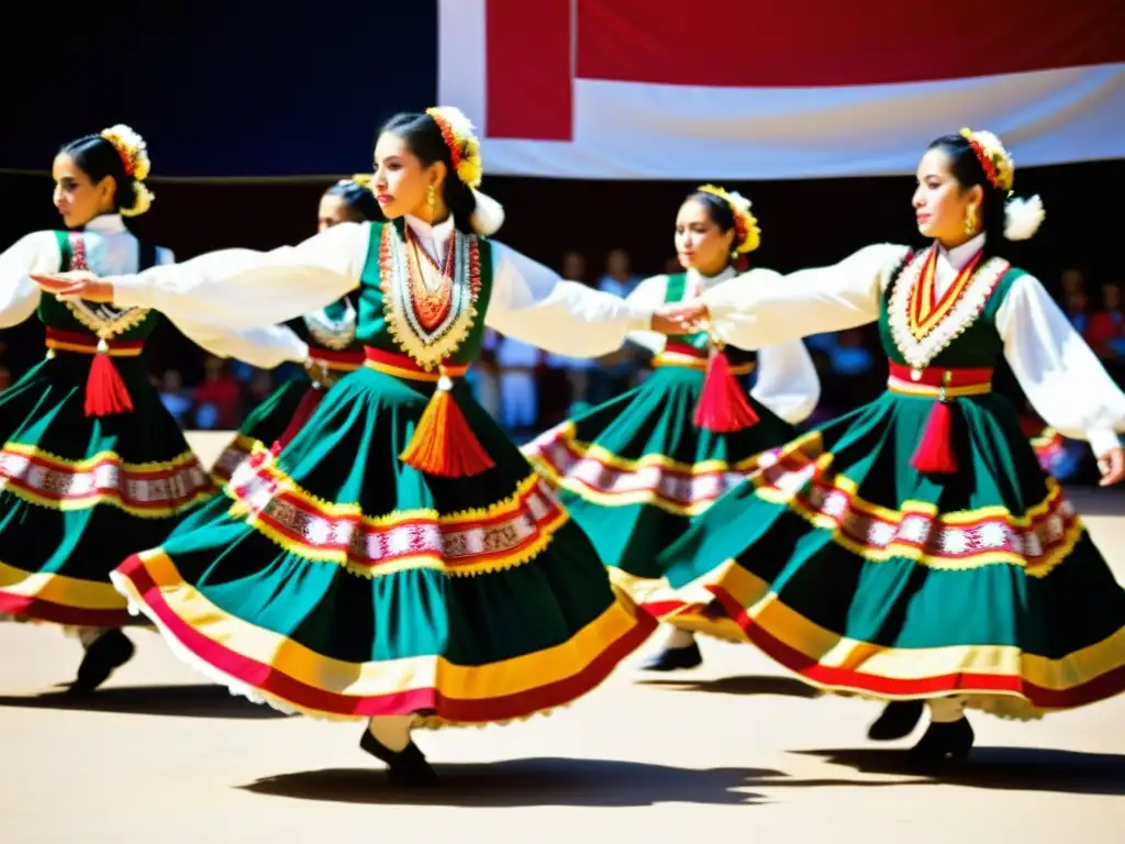 Patrones artísticos de las culturas del mundo capturados en una danza folklórica vibrante en el Festival Folklórico de los Pirineos