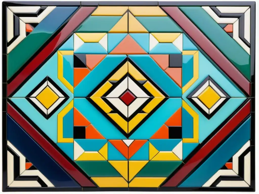 Patrones artísticos de culturas del mundo: Intrincado mosaico vintage con formas geométricas y colores vibrantes, evocando arte tradicional global