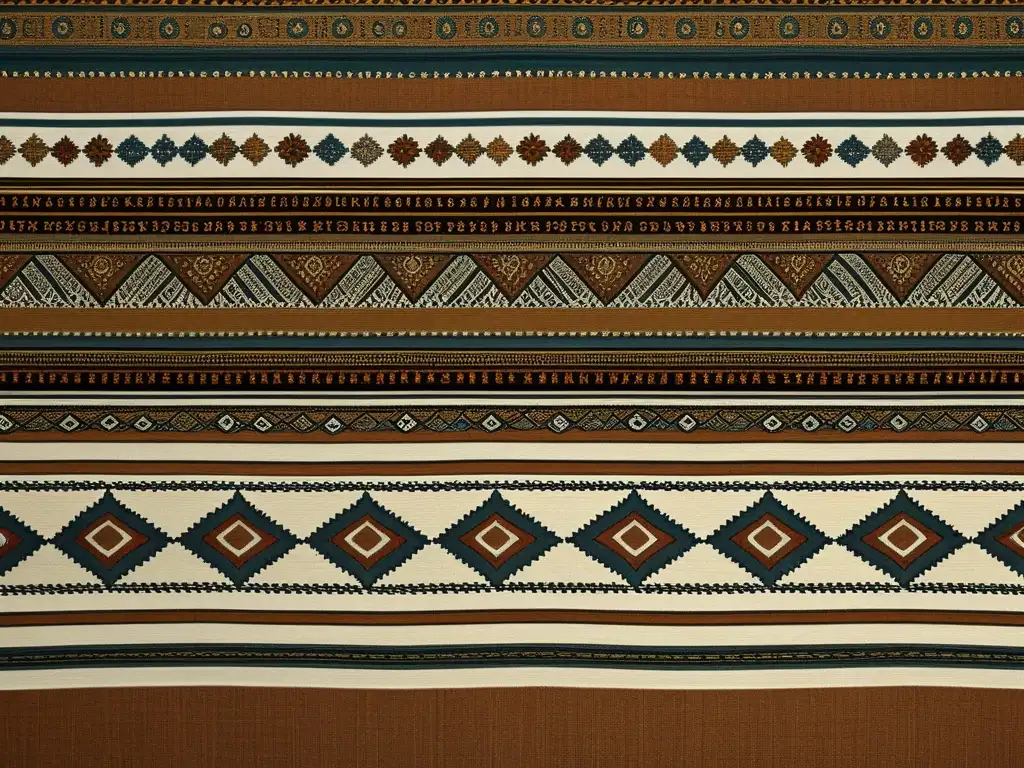 Patrones artísticos en diseño de marcas: Tejido artesanal vintage con diseños intrincados en tonos cálidos y textura delicada