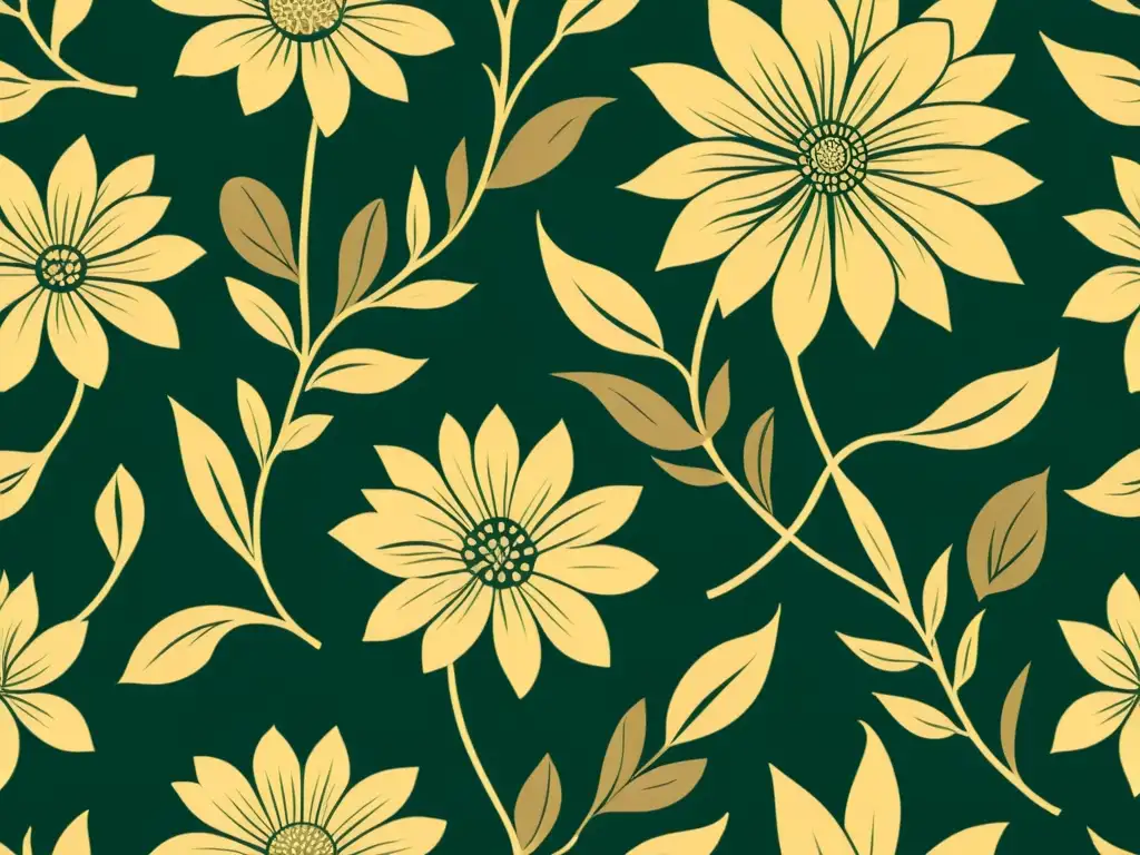 Patrones artísticos en email marketing: Imagen vintage de un diseño floral dibujado a mano con detalles intrincados y tonos terrosos, evocando la estética tradicional de textiles