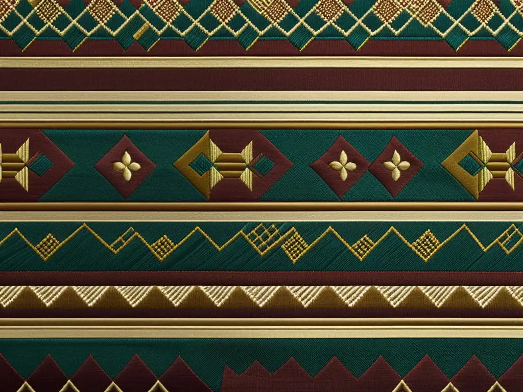 Patrón textil vintage con toques opulentos Patrones artísticos en moda de alta gama: Detalle de tela vintage con motivos florales y geométricos en tonos tierra y detalles delicados