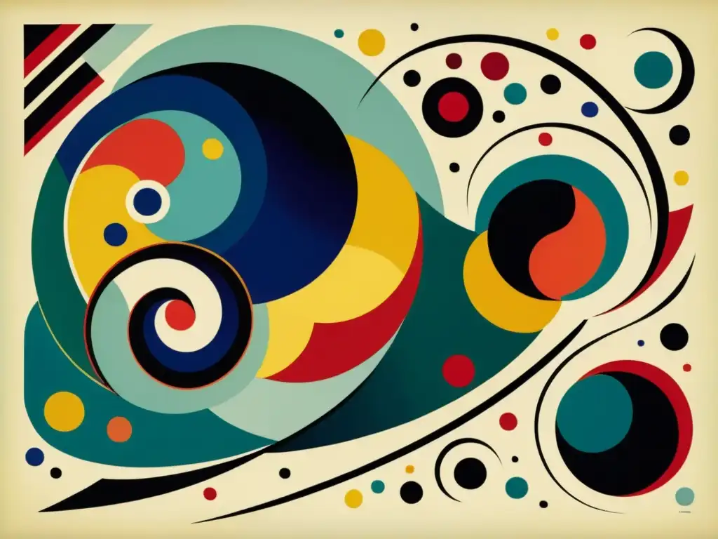 Patrones artísticos de Kandinsky: una obra abstracta con vibrantes colores y textura dinámica, evocando movimiento y energía