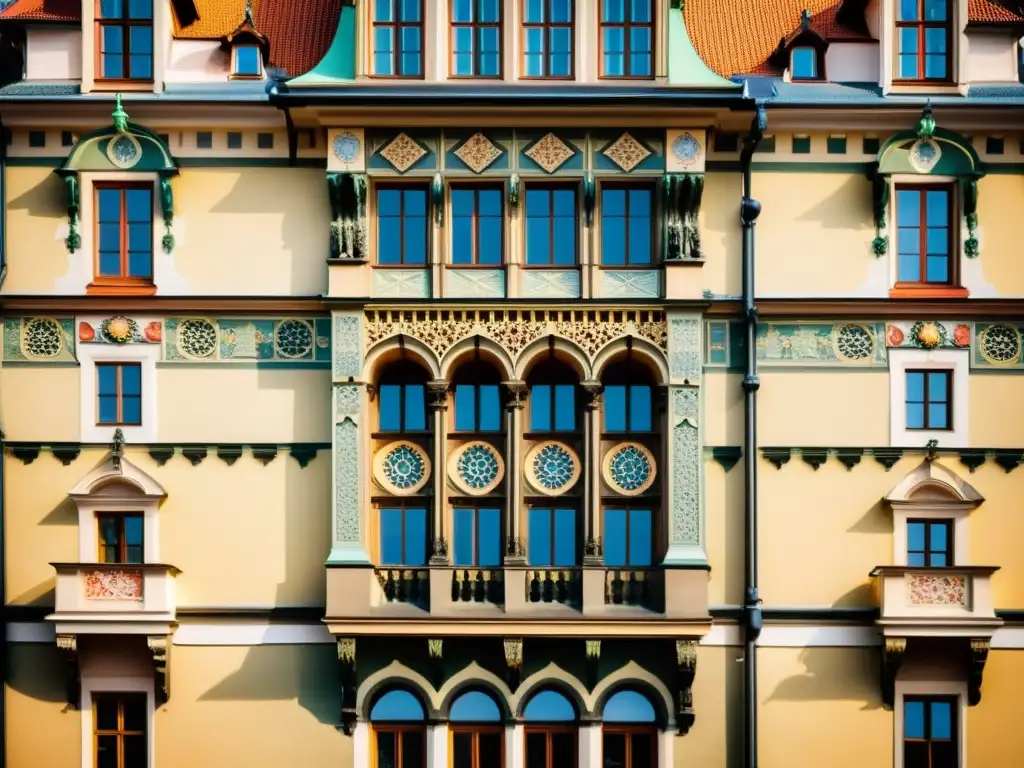 Patrones artísticos en el Viejo Casco de Praga: Detalles ornamentales en edificios históricos, evocando nostalgia y grandiosidad