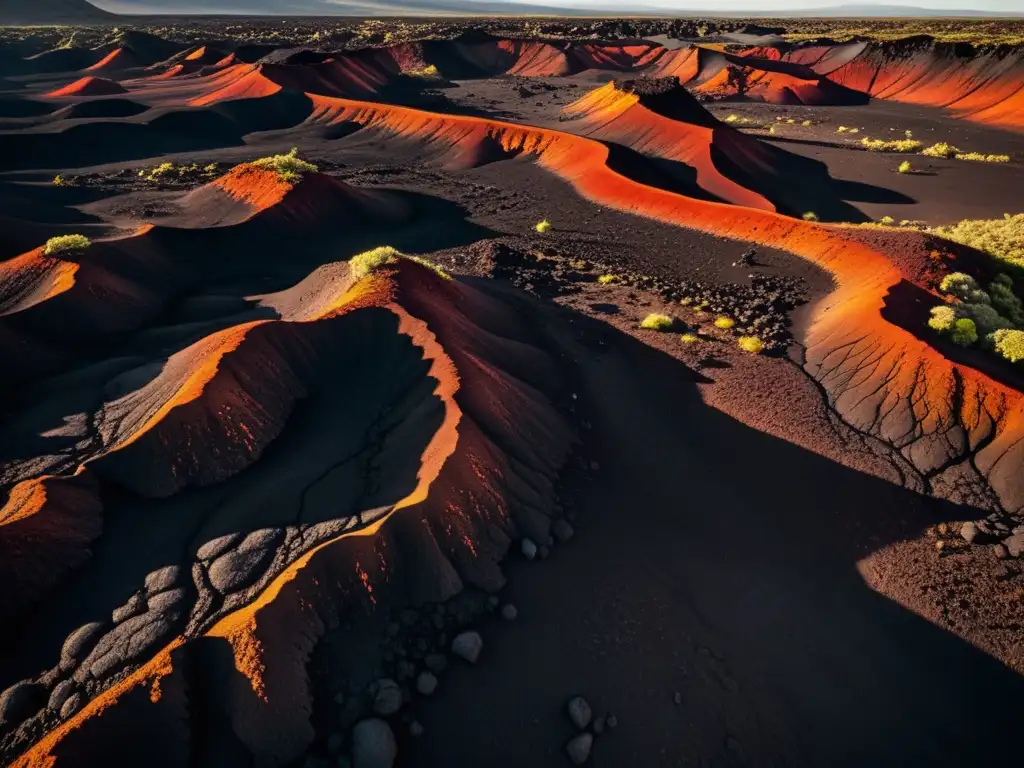 Una fotografía de alta resolución con patrones en formaciones de lava, evocando la belleza y la historia de este paisaje único