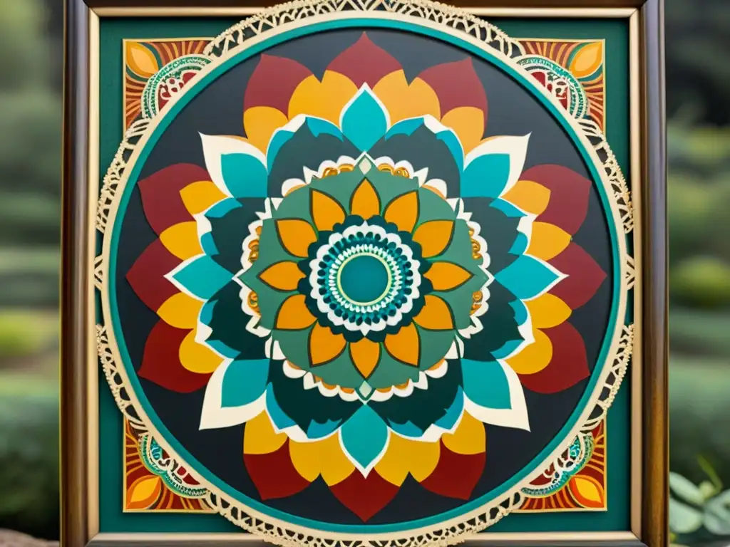 Una pintura de mandala vintage con patrones sagrados en galerías de renombre