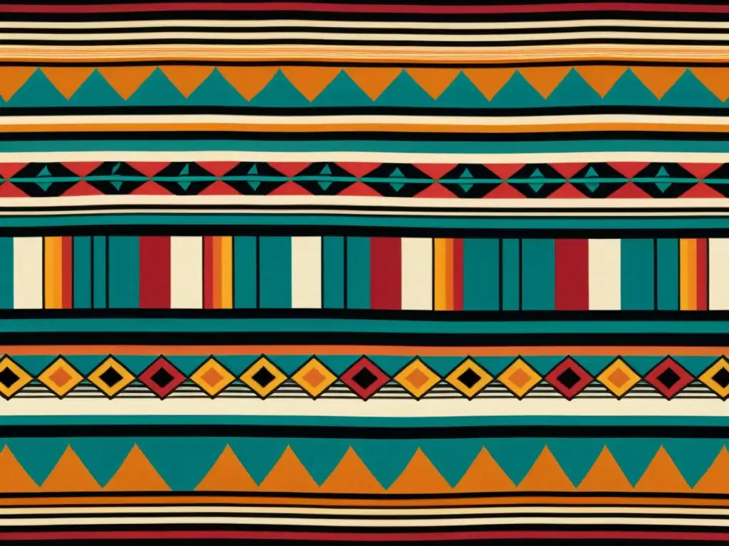 Una pintura tradicional con patrones geométricos y colores vibrantes, reflejando la rica herencia cultural de comunidades indígenas en América Latina