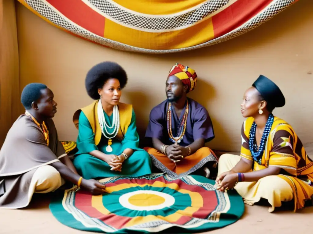 Un poderoso ritual de sanación africana con tejidos vibrantes que resaltan la importancia de textiles en la tradición de sanación africana