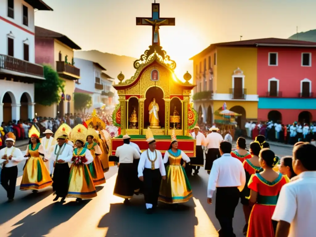 Una procesión religiosa tradicional en un pueblo latinoamericano