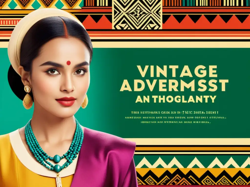 Publicidad digital con patrones étnicos vibrantes y diseño contemporáneo de inspiración vintage que exuda riqueza cultural y diversidad