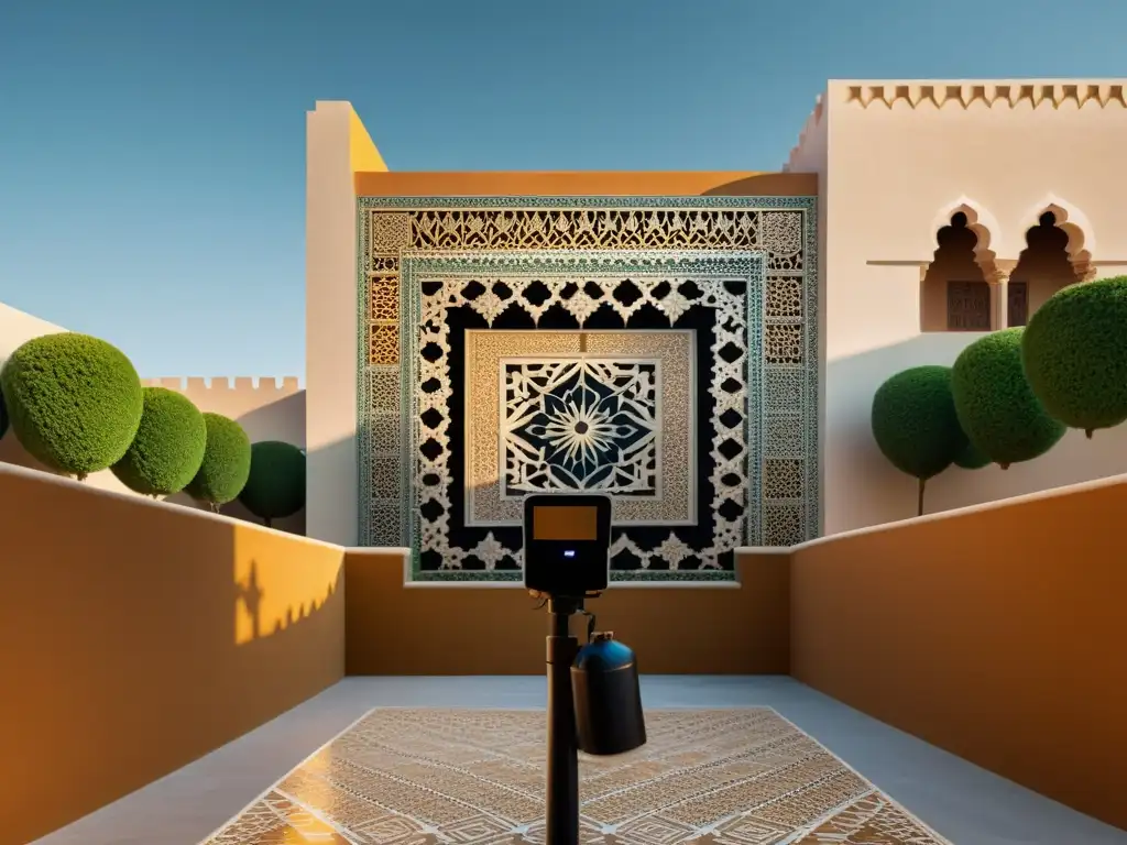 Patrón de Alhambra en realidad aumentada para patrones culturales, fusionando lo antiguo con lo moderno en la ciudad