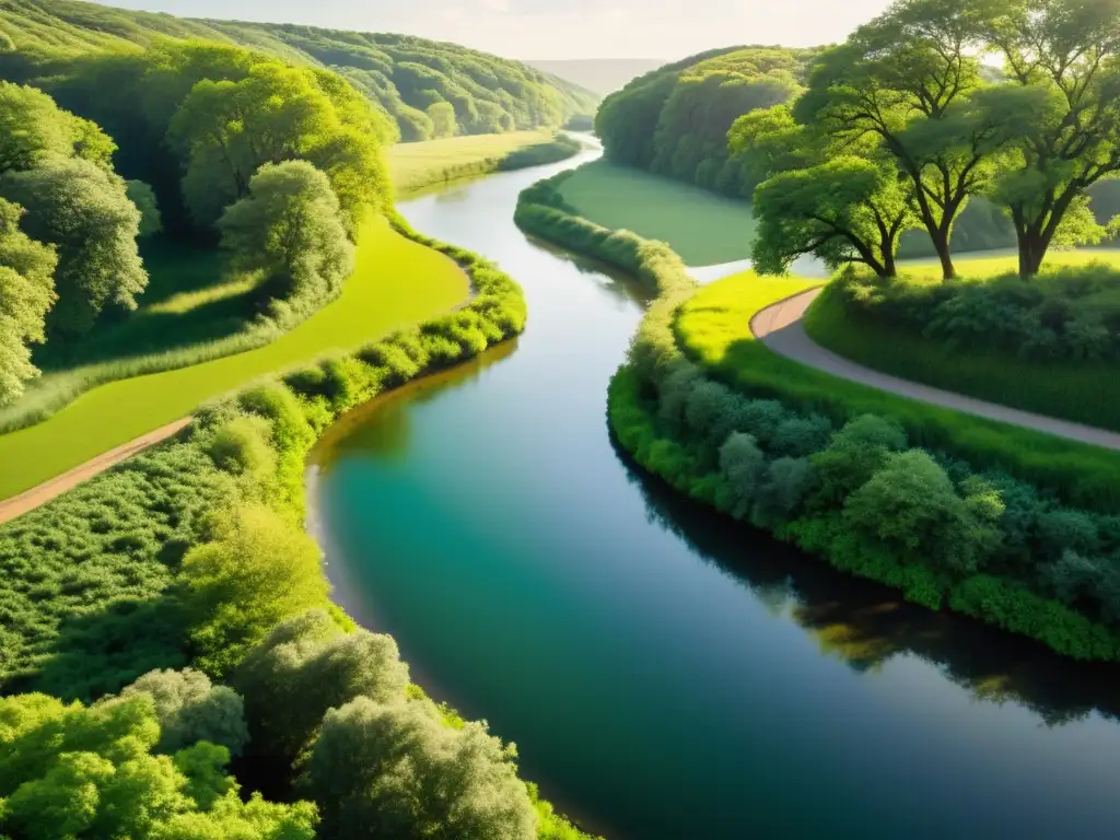 Un río serpenteante corta un paisaje verde