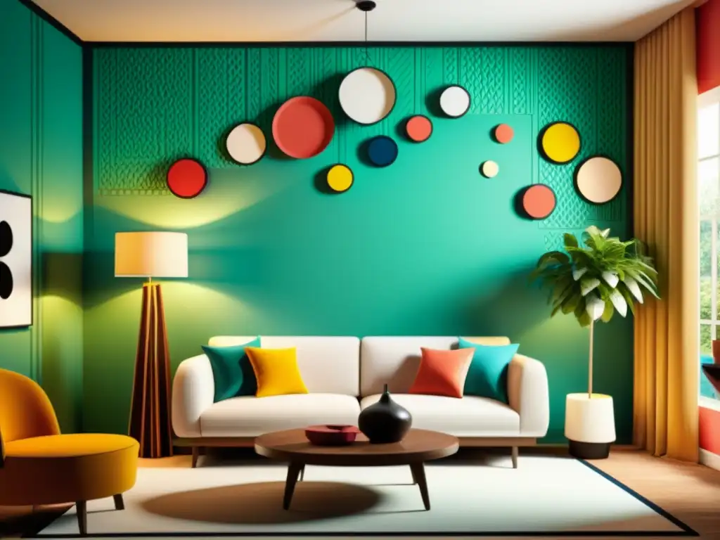 Una sala acogedora con patrones decorativos de Realidad Aumentada que fusionan lo clásico y lo moderno, inspirando creatividad e innovación en el diseño interior