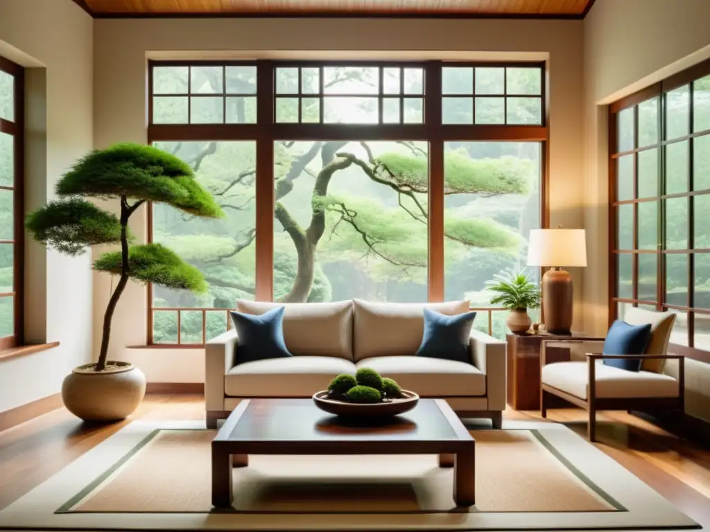 Un salón con influencia del Feng Shui: muebles de tonos tierra, luz natural y elementos equilibrados