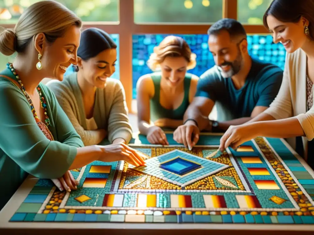 Talleres de mosaico bizantino en Grecia: Creando arte colorido en un ambiente cálido y lleno de camaradería