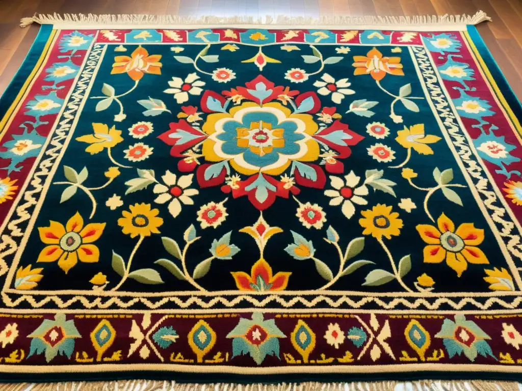 Un tapiz vintage de flores de Bruselas muestra mitología en alfombras de flores con colores vibrantes y figuras mitológicas detalladas